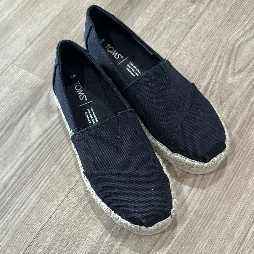 TOMS Black Canvas Espadrilles 5